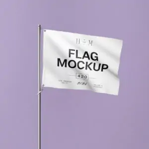 Free Horizontal Flag on Steel Pole Mockup (PSD)