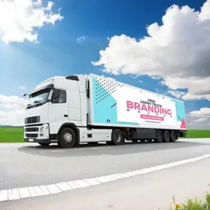 Free Lorry Truck Advertising Mockup (PSD)