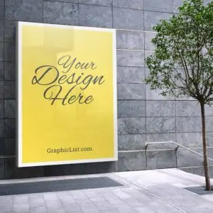 Free Outdoor Wall Frame Poster Mockup (PSD)
