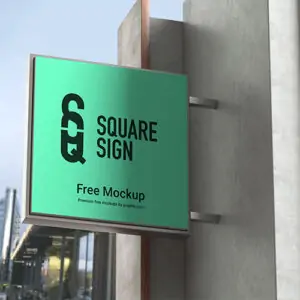 Free Outdoor Square Signage Mockup (PSD)
