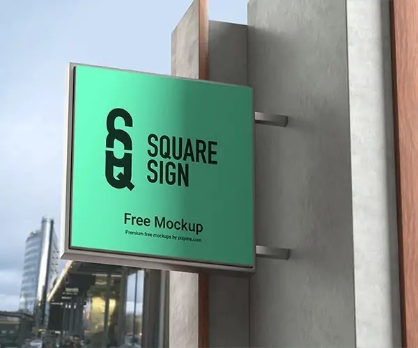 Free Outdoor Square Signage Mockup (PSD)