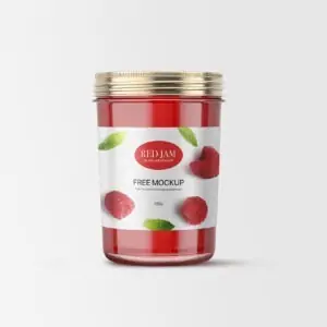 Free Fruit Jam Glass Jar Mockup (PSD)