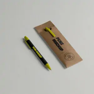 Free Two Pens with Case Stationery Mockup (PSD)