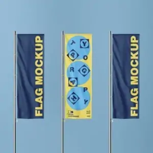 Free Vertical Flag on Steel Pole Mockup (PSD)