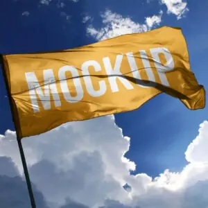 Free Waving Fabric Wide Flag Mockup (PSD)
