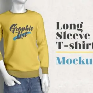 Free Long Sleeve T-Shirt Mockup (PSD)