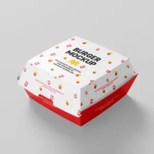 Free Square Burger Box Mockup (PSD)
