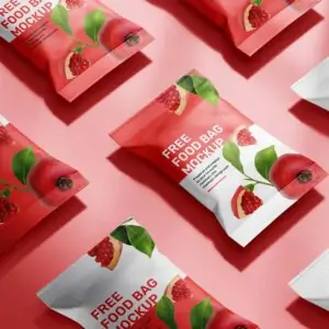 Free Plastic Food Bag / Pouch Mockup (PSD)