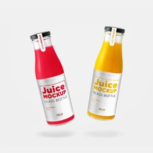 Free 2 Glass Juice Bottle Mockup (PSD)