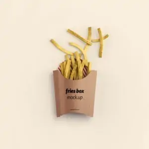 Free Fries Paper Box Mockup Mockup (PSD)