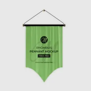 Free Hanging Promotional Flag Mockup (PSD)