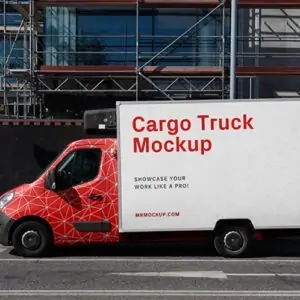 Free Small Cargo Truck Mockup (PSD)