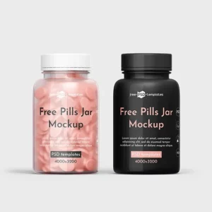 Free Pills Plastic Jar Mockup (PSD)
