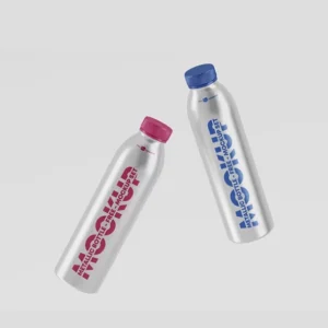 Free Floating Metallic Bottles Mockup (PSD)