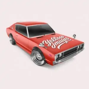 Free Retro Sport Car Side View Mockup (PSD)