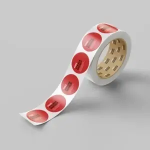 Free Adhesive Round Roll Sticker Mockup (PSD)