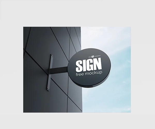 Free Metal Round Sign Mockup (PSD)