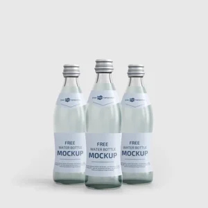 Free Glass Water Bottle Mockup (PSD)