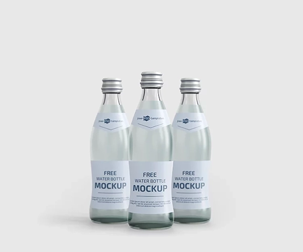 Free Glass Water Bottle Mockup (PSD)