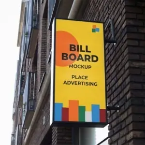 Free Portrait Signboard Billboard Mockup (PSD)