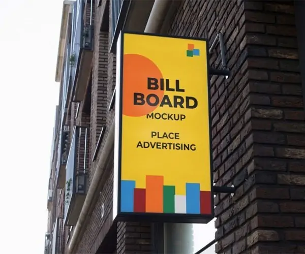 Free Portrait Signboard Billboard Mockup (PSD)