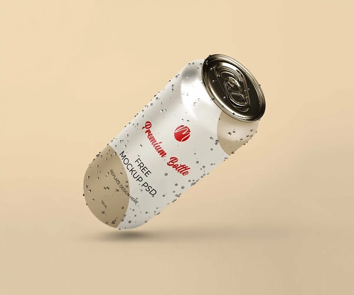 Free Soda Can Front & Side View Mockup (PSD)