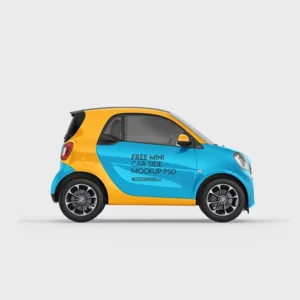 Free Mini Car Side View Mockup (PSD)