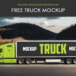 Free Truck Side View Mockup (PSD)
