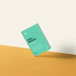 Free Side View Standing Book Cover Mockup (PSD)