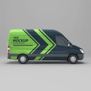 Free Cargo Van Side View Mockup (PSD)