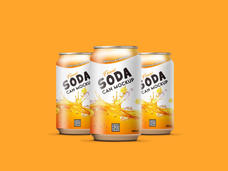 Free Soda Can 330ml Mockup PSD Vectoclub