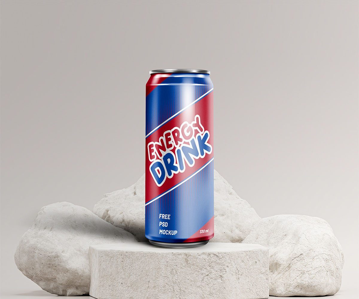 free Soft Drink Can Mockup psd vectoclub
