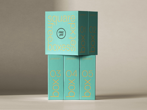 free branding square boxes psd mockup set