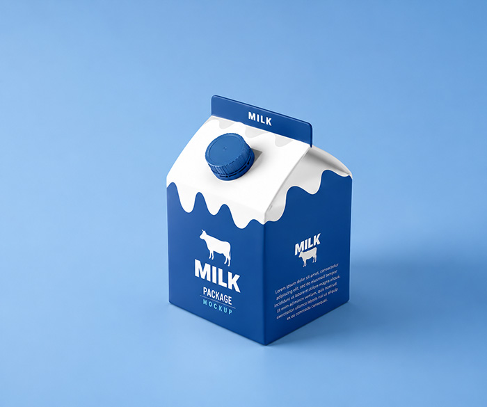 Realistic Carton Packaging / Free Small Milk Box Mockup (PSD)