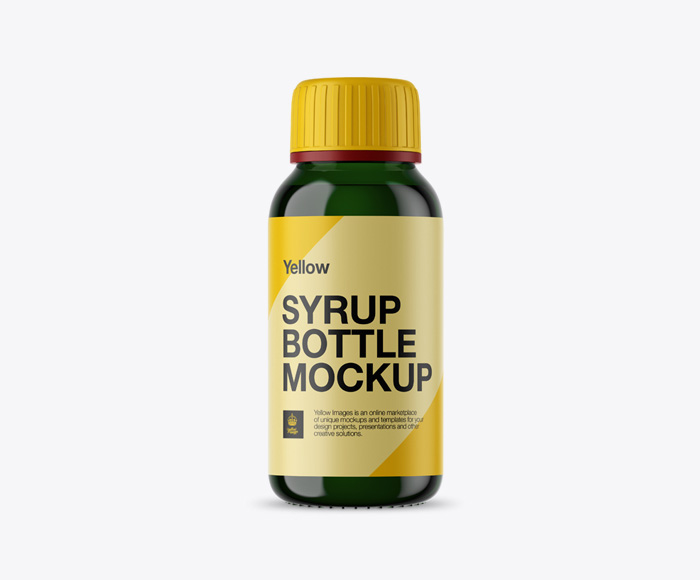 Free Glass Syrup Bottle Mockup PSD